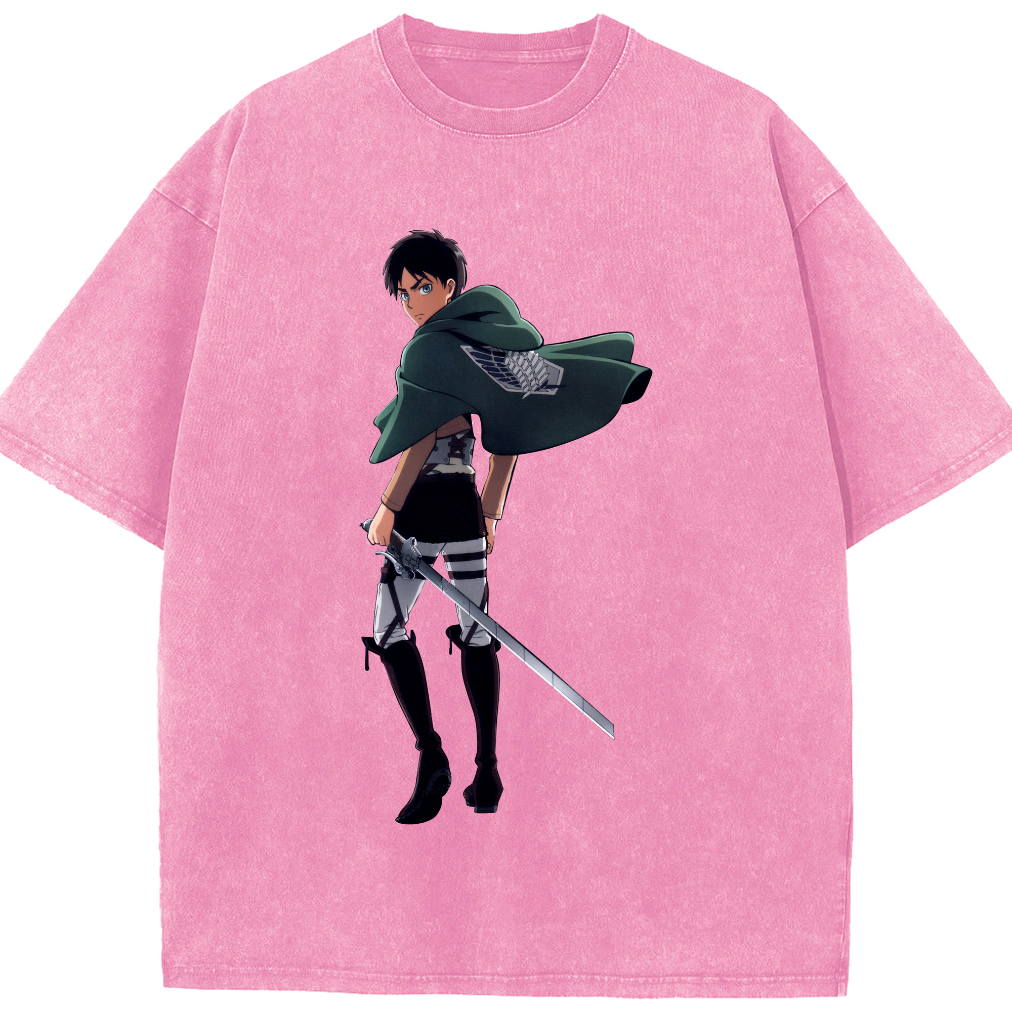 （画像用） 進撃の巨人 エレン･イェーガー Attack on Titan Eren Jäger 綿100% ヴィンテージ風 半袖Tシャツ（フロントプリント）